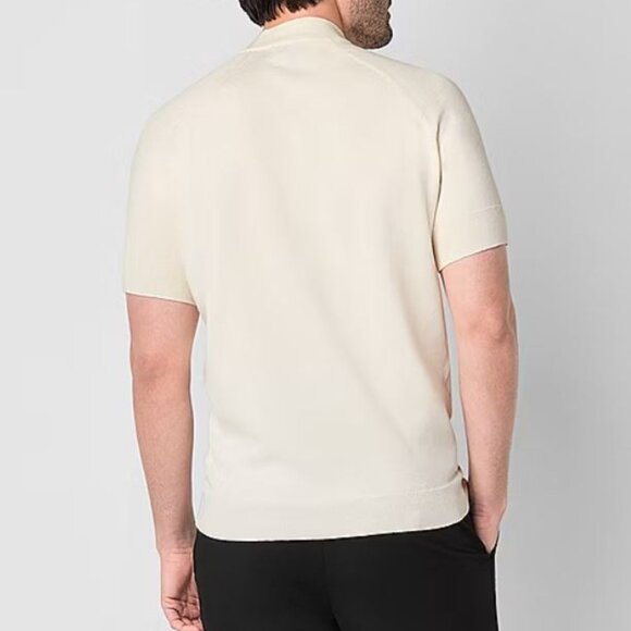 J. Ferrar Men's Mock Crew Neck Short Sleeve Pullover T-Shirts Snow White Size L - Picture 2 of 6